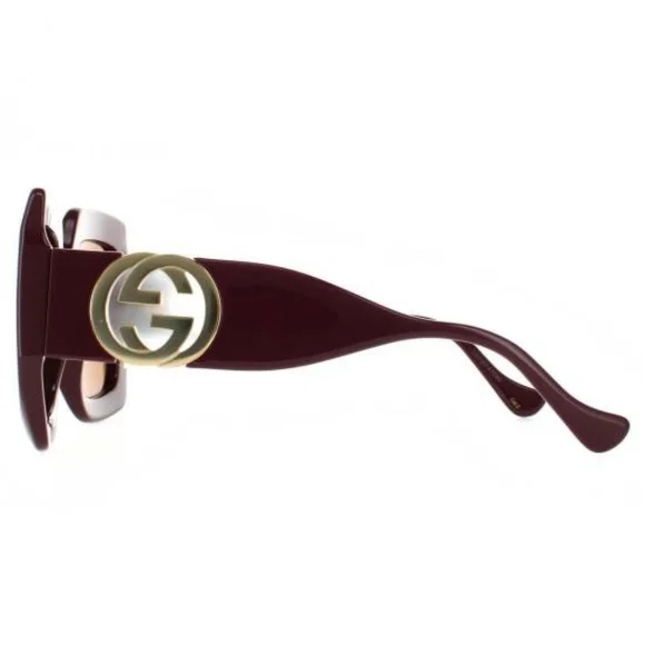 NEW GUCCI OVERSIZED SQUARE WOMEN'S SUNGLASSES GG1022S 007 BURGUNDY GUCCI… - Picture 8 of 9